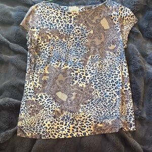 White Stag Blue and Cream Patterned Blouse